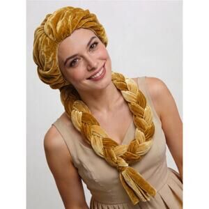 Velvet Braided Wig Rapunzel Tangled Costume hat 39" braid blonde gold cosplay